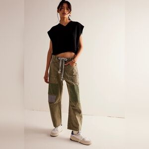 We The Free Moxie Pull-On Barrel Jeans, Army, Size 28